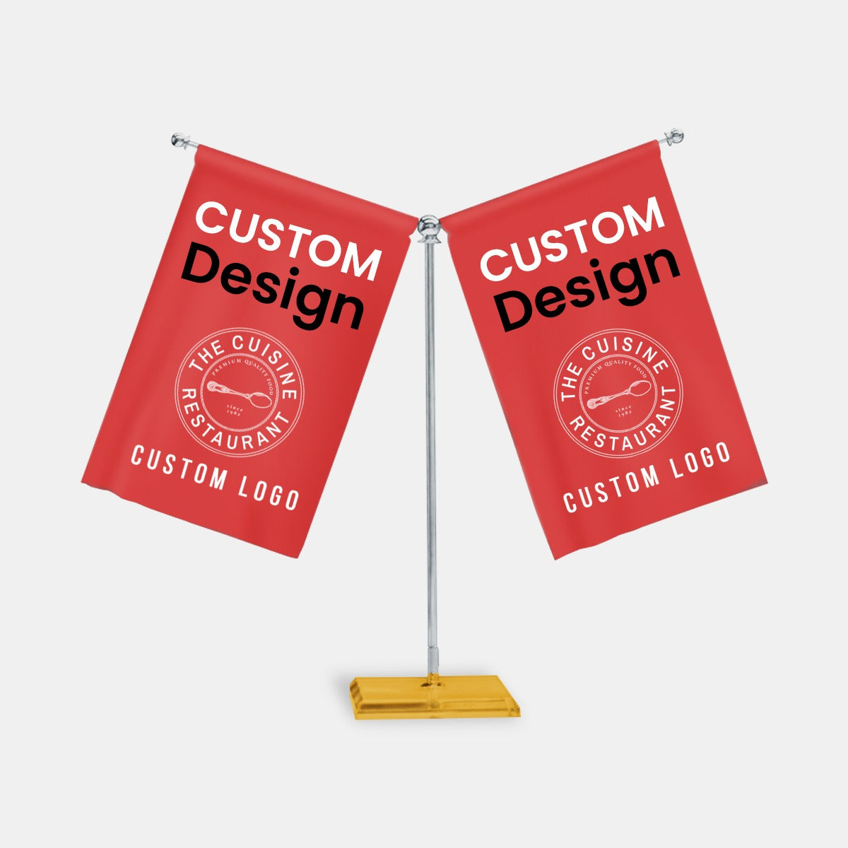 Custom Desk Flag (Double Flags) with Base
