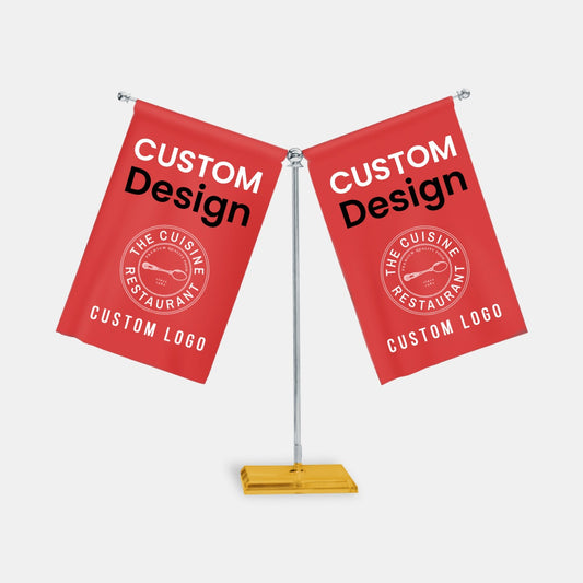 Custom Desk Flag (Double Flags) with Base