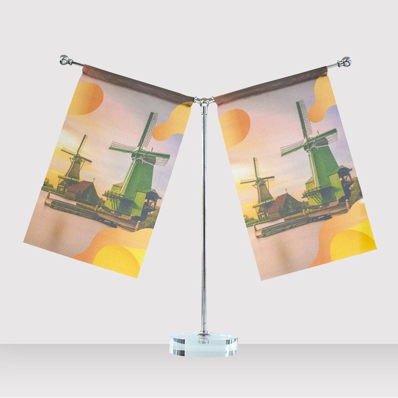 Custom Desk Flag (Double Flags) with Base