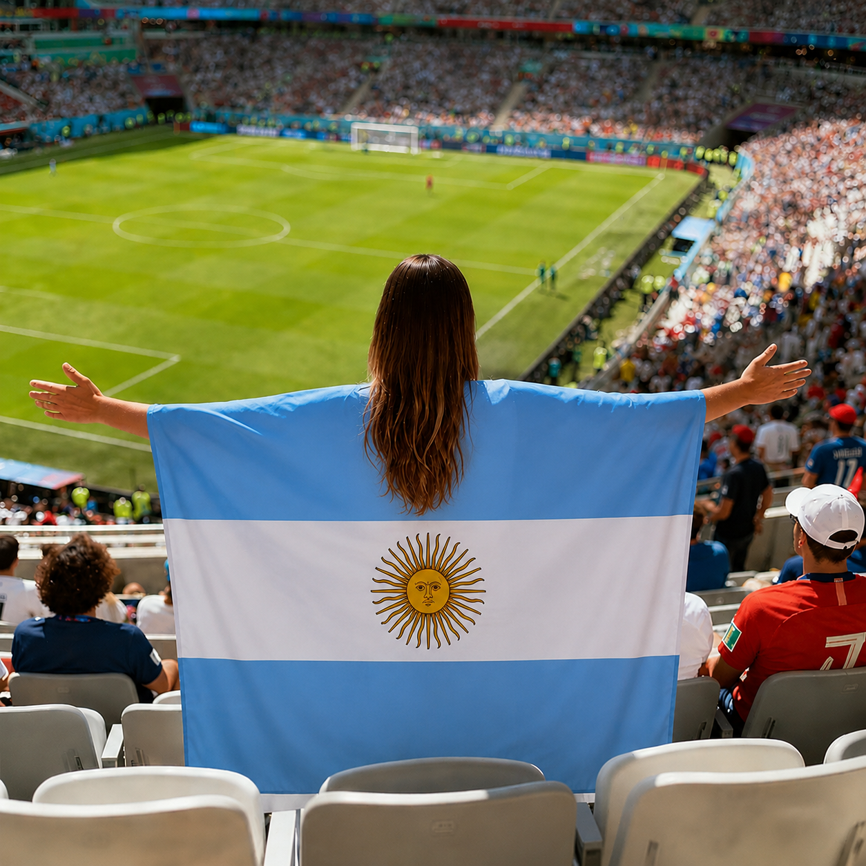 Argentina Flag Body Cape with Sleeves
