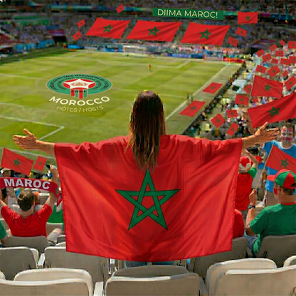 Morocco Flag Body Cape with Sleeves