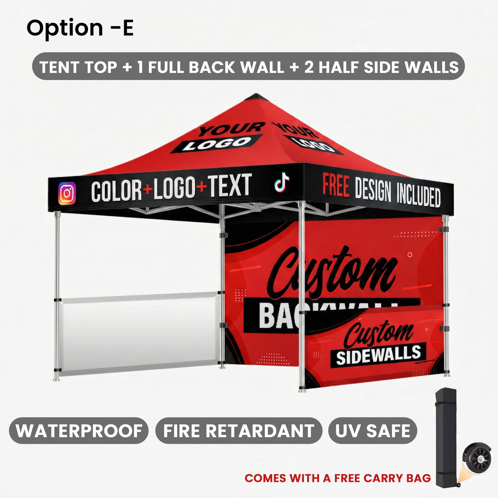 Canopy + Backwall + Table Cover + Half Walls