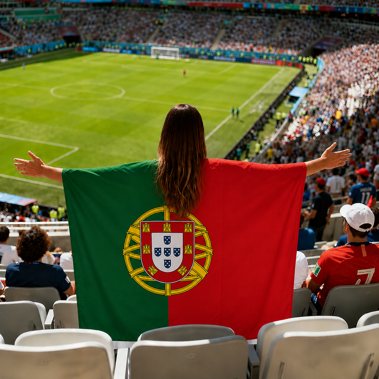 Portugal Flag Body Cape with Sleeves