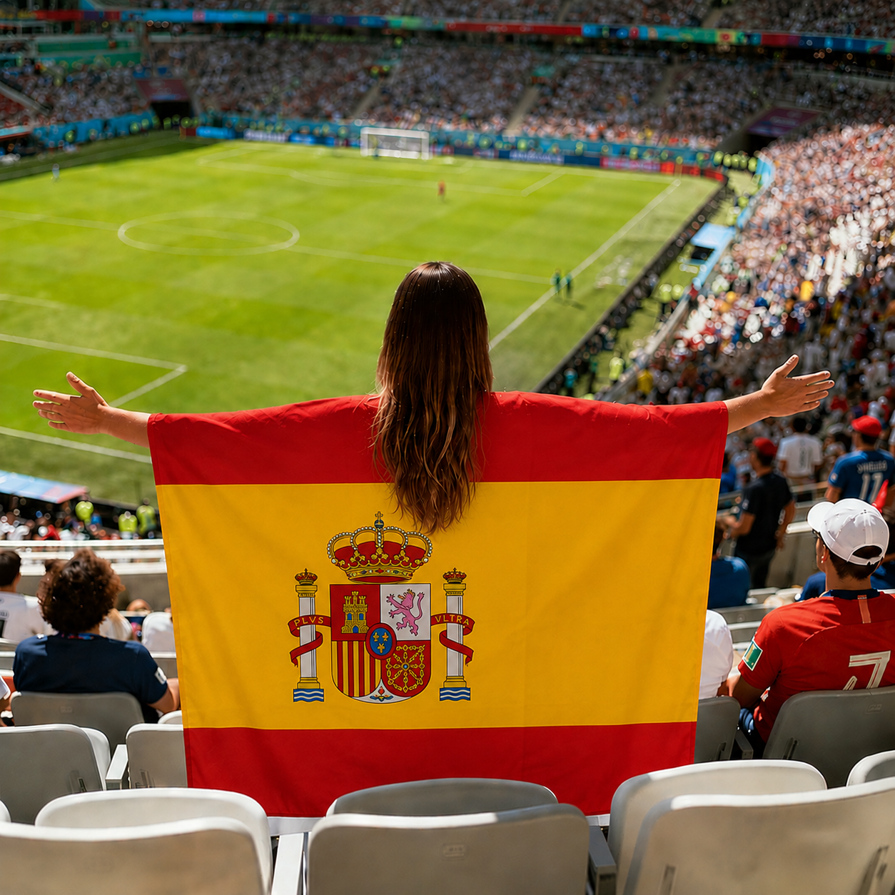Spain Flag Body Cape with Sleeves