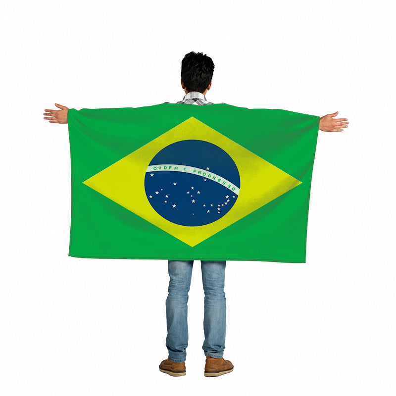Brazil Flag Body Cape with Sleeves