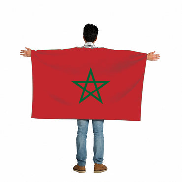 Morocco Flag Body Cape with Sleeves