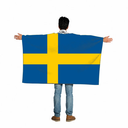 Sweden Flag Body Cape with Sleeves
